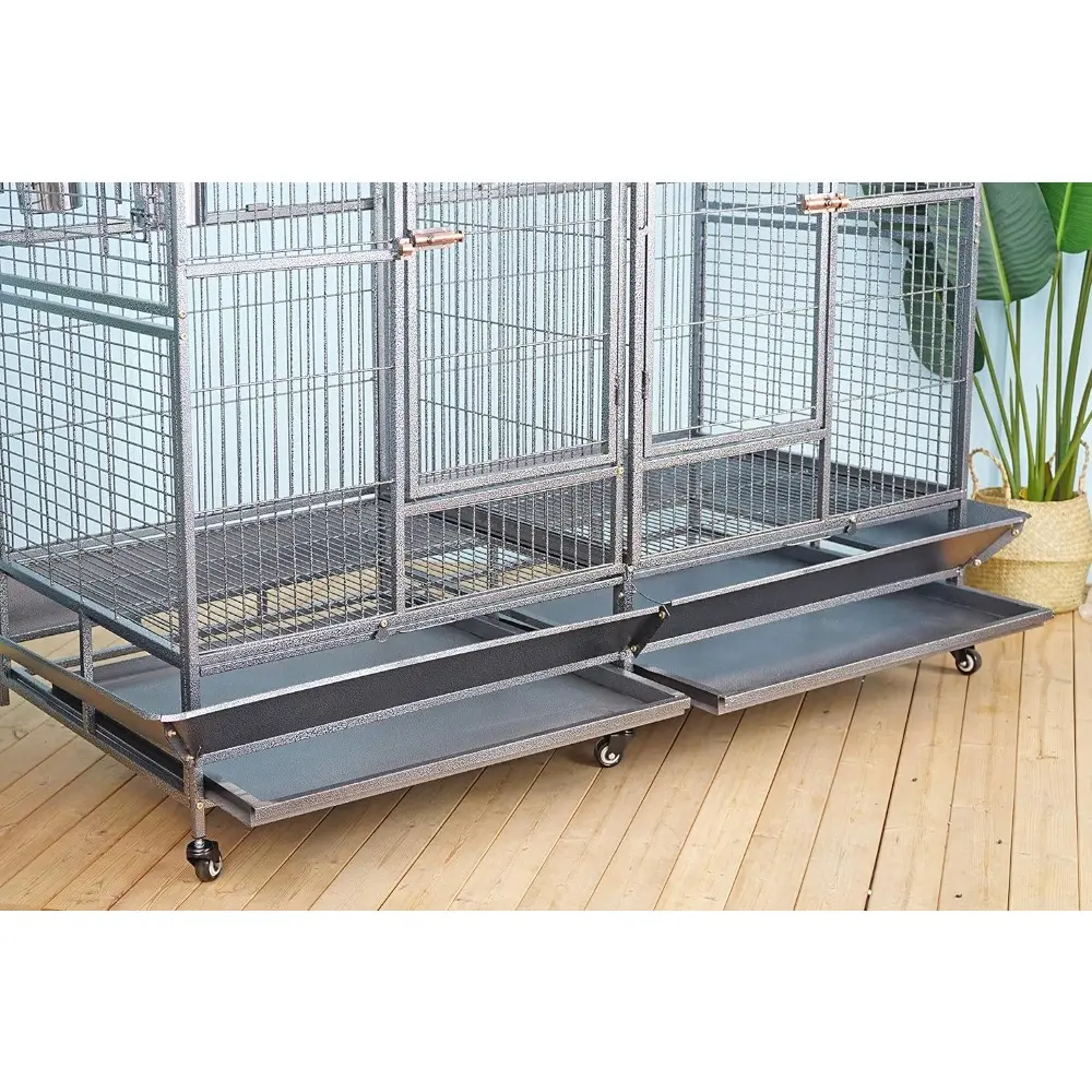 Double Cage with Center Divider for Bird Parrot Aviary W64xD32xH73 New
