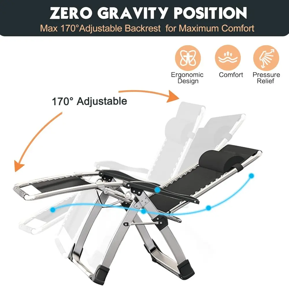 Zero Gravity Chair, Outdoor Padded Lounge Chair with Side Table, Zero Gravity Recliner Chair, Outdoor Reclining Chair, Sturdy