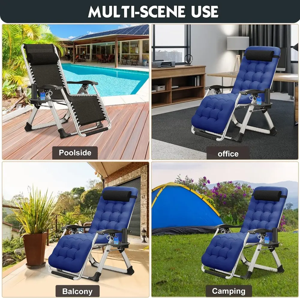 Zero Gravity Chair, Outdoor Padded Lounge Chair with Side Table, Zero Gravity Recliner Chair, Outdoor Reclining Chair, Sturdy