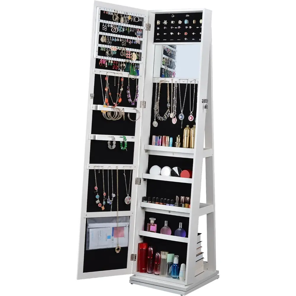 1- Full Length Mirror 360° Swivel Jewelry Cabinet