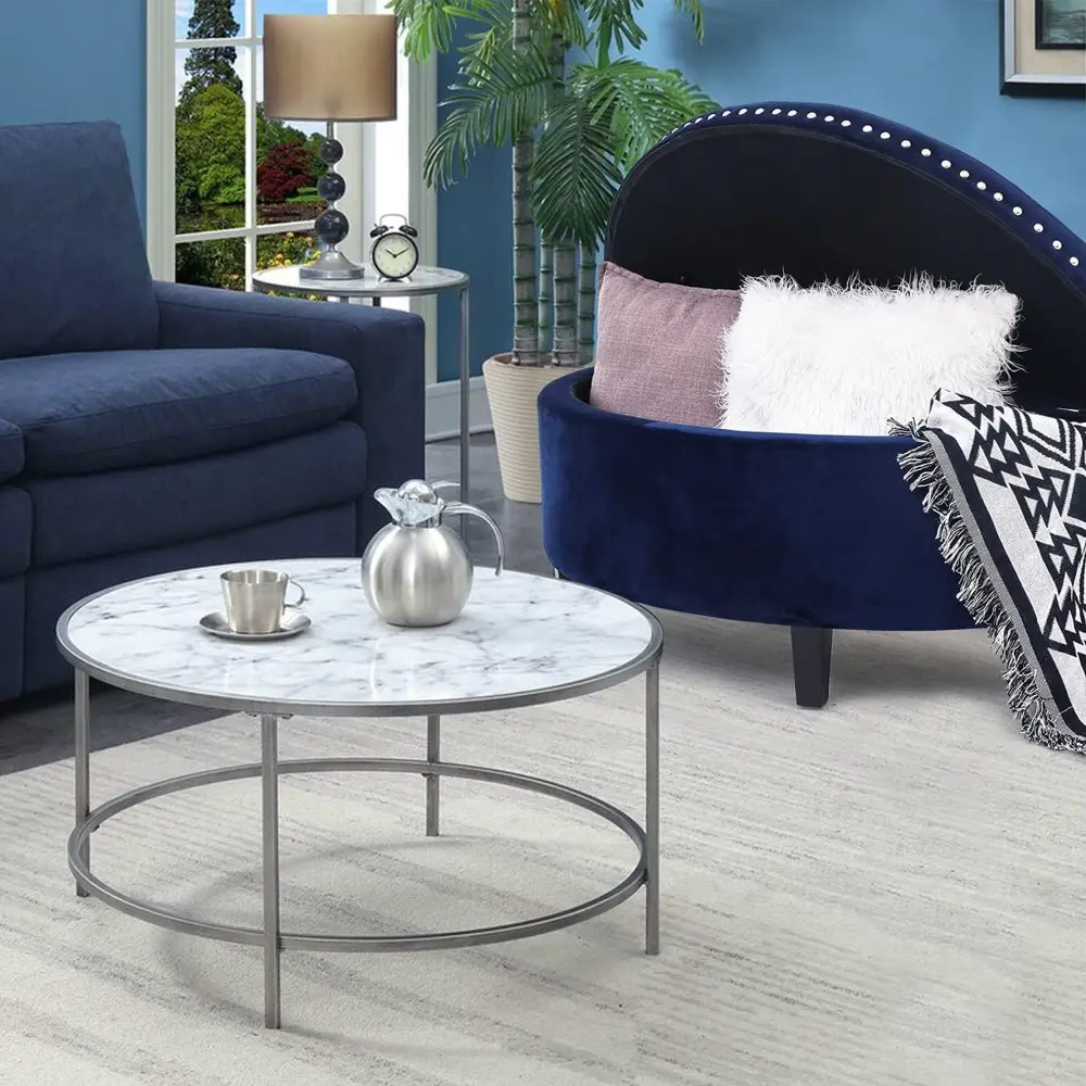 43.5" Storage Bench Velvet Button Tufted Half Moon Ottoman with Rivet Storage Bench for Living Room Bedroom Entryway (Elegant B