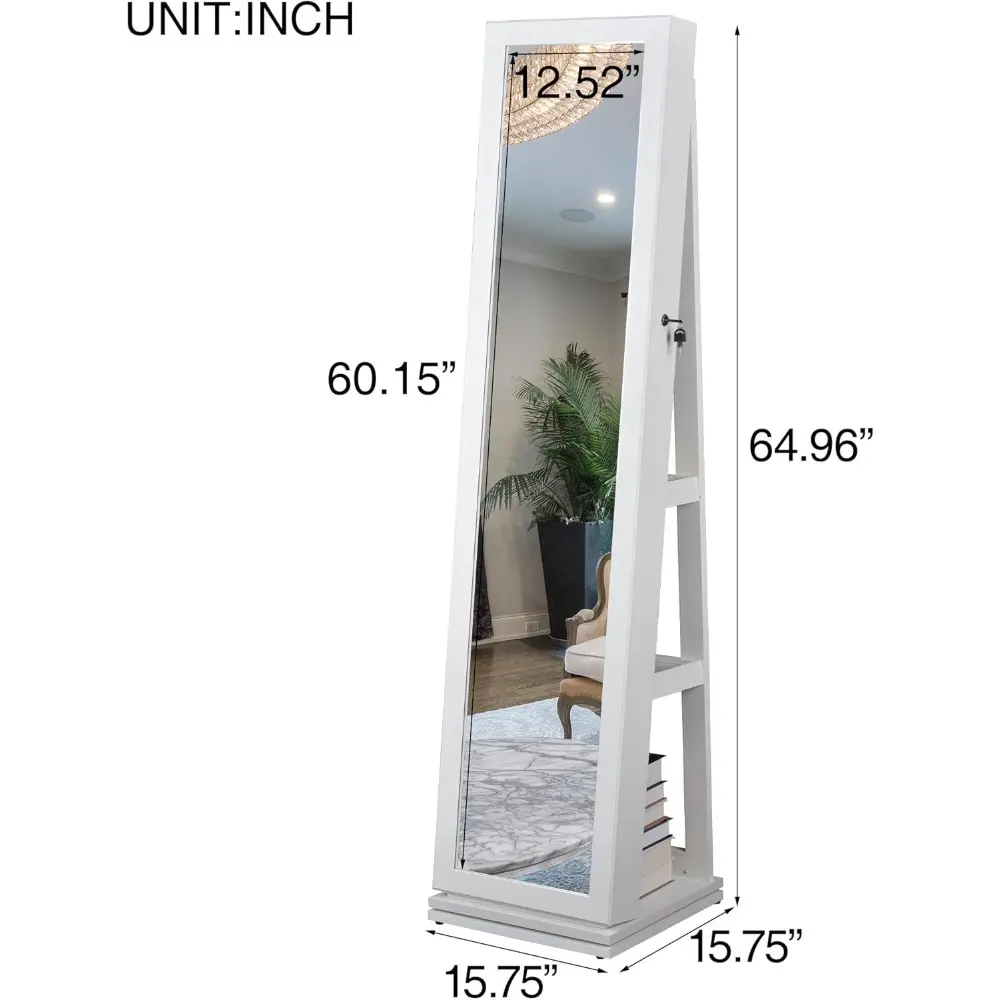 1- Full Length Mirror 360° Swivel Jewelry Cabinet