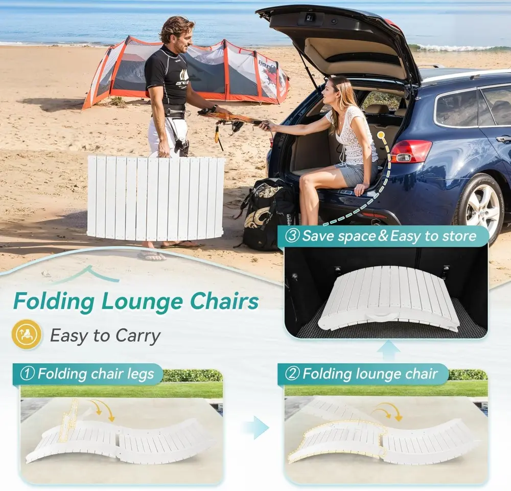 Folding Pool Lounge Chairs Set of 2, HDPS Anti-Floating Lounge Chairs for in-Pool Use, Chairs with Headrest for Hotel, Resort,