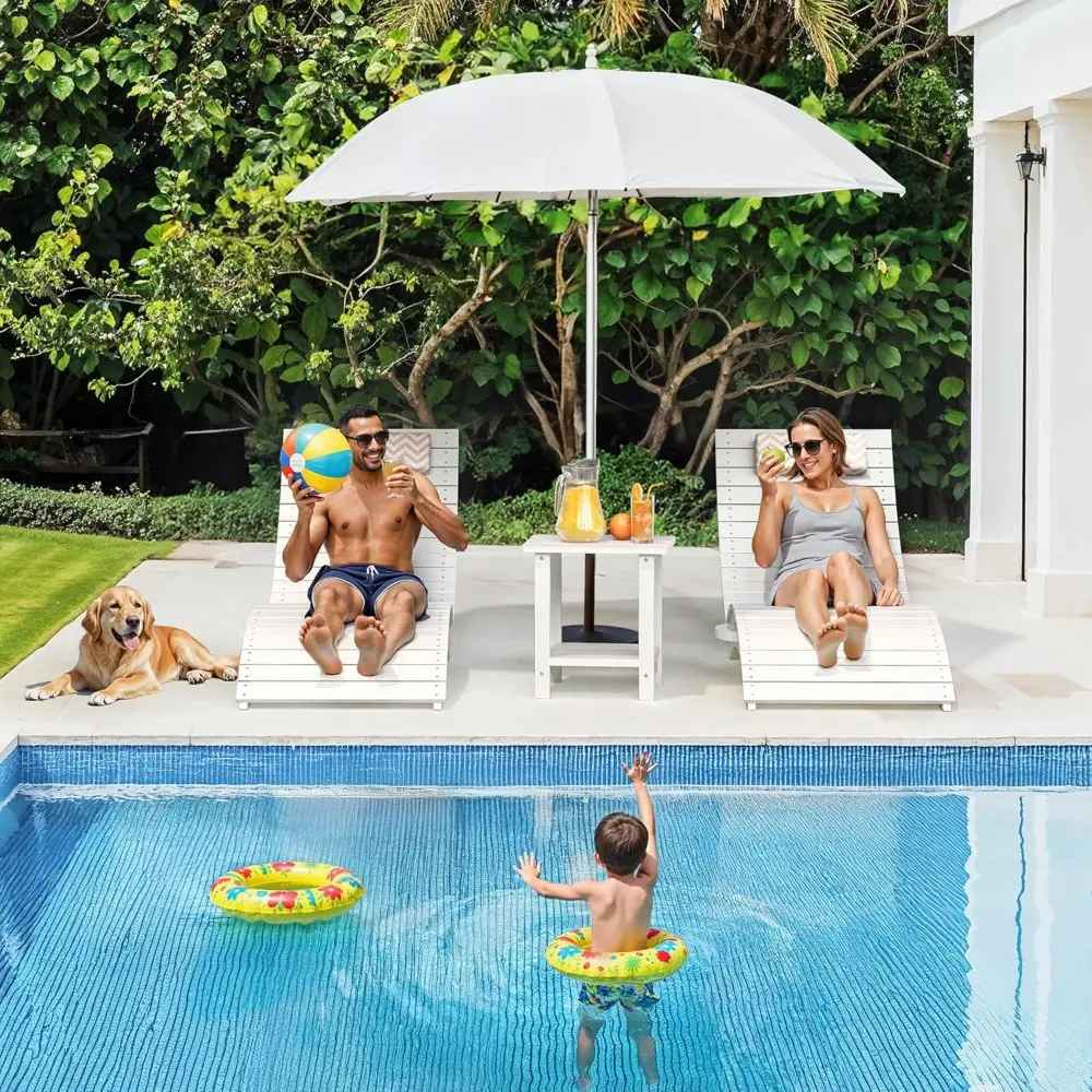 Folding Pool Lounge Chairs Set of 2, HDPS Anti-Floating Lounge Chairs for in-Pool Use, Chairs with Headrest for Hotel, Resort,