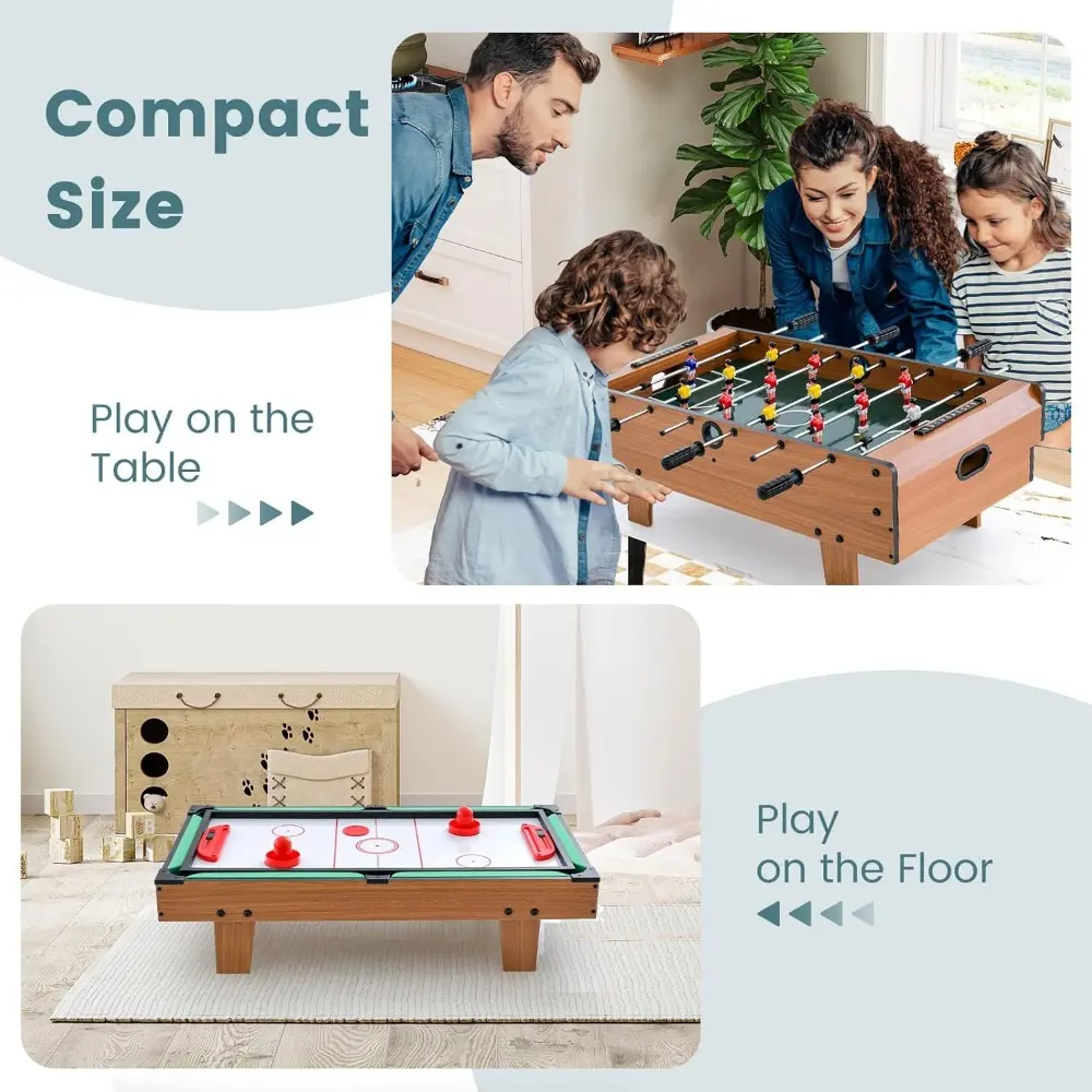 4 in 1 Multi Game Table, 32" Combo Game Table Set Includes Foosball, Pool Table, Hockey and Ping Pong Tabletops with Accessorie