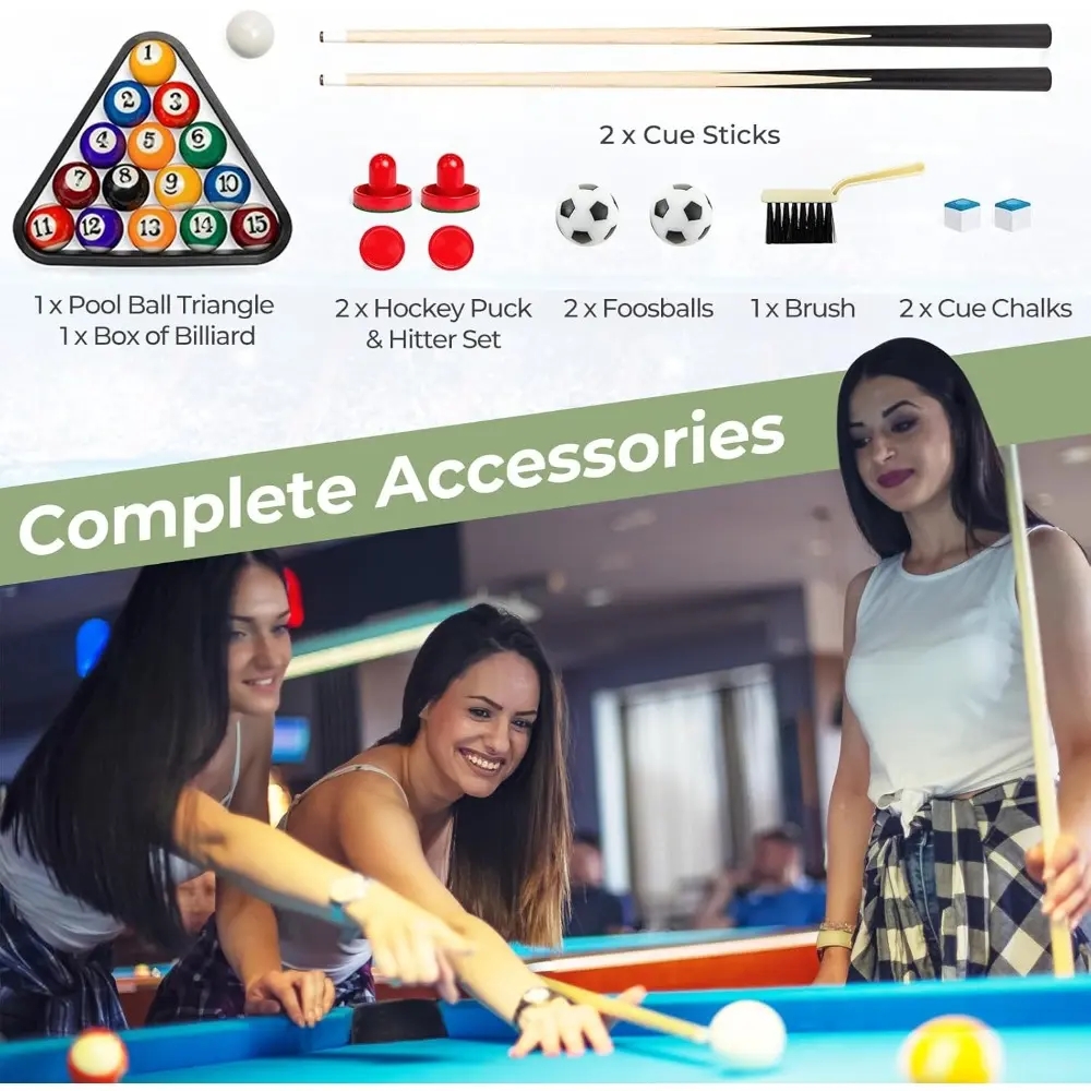3-in-1 Multi Game Table, 48 Inch Combination Game Tables with Foosball, Hockey, Billiards, Combo Game Table Set for Adults Kids