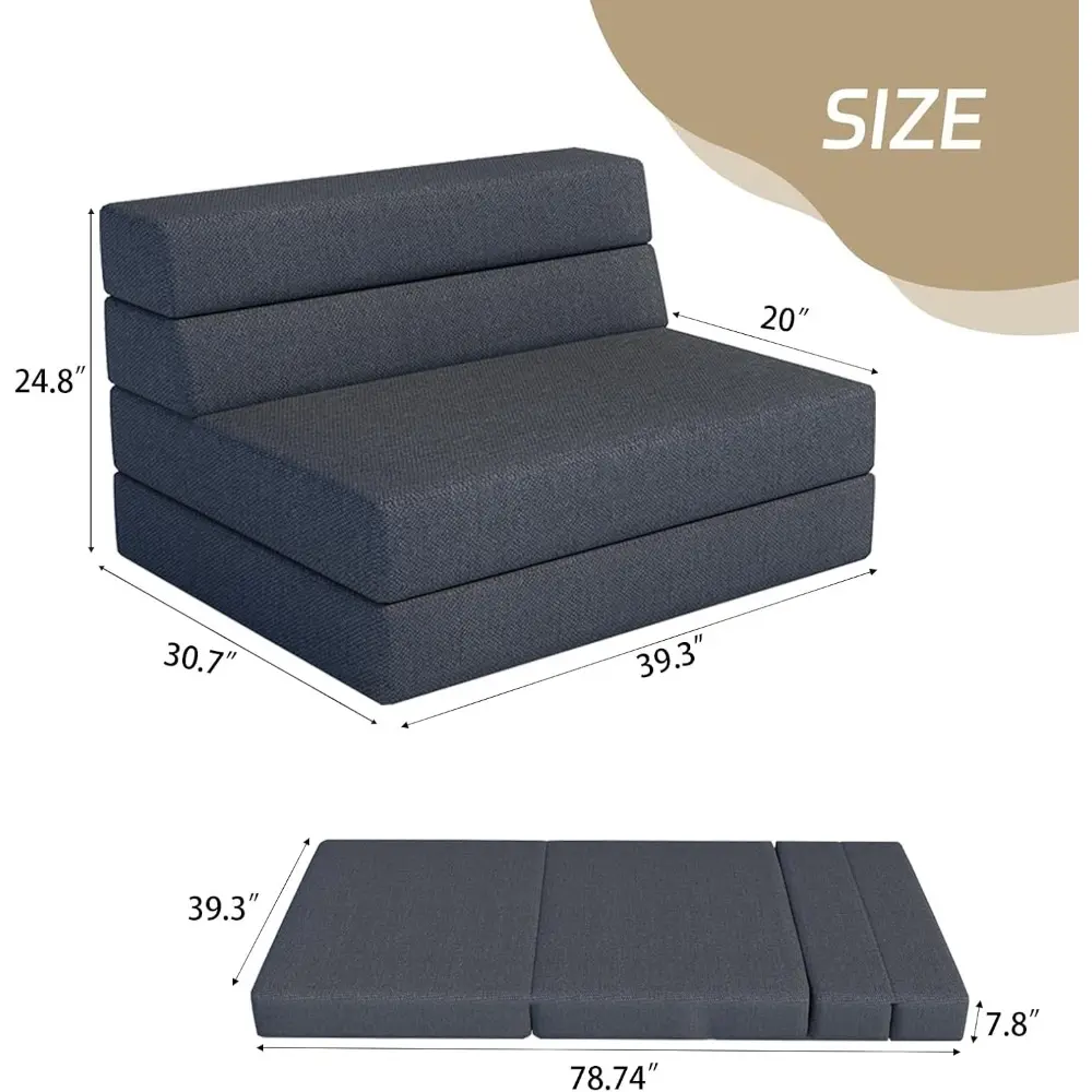 Folding Sofa Bed,Convertible Sleeper Chair,Single Fold Out Couch Bed,Modern Floor Futon Sofa Couch Mattress Guest Folding Chair