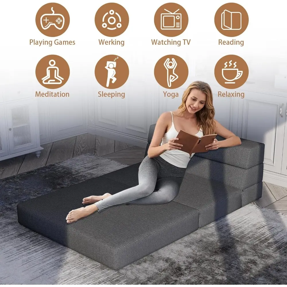 Folding Sofa Bed,Convertible Sleeper Chair,Single Fold Out Couch Bed,Modern Floor Futon Sofa Couch Mattress Guest Folding Chair