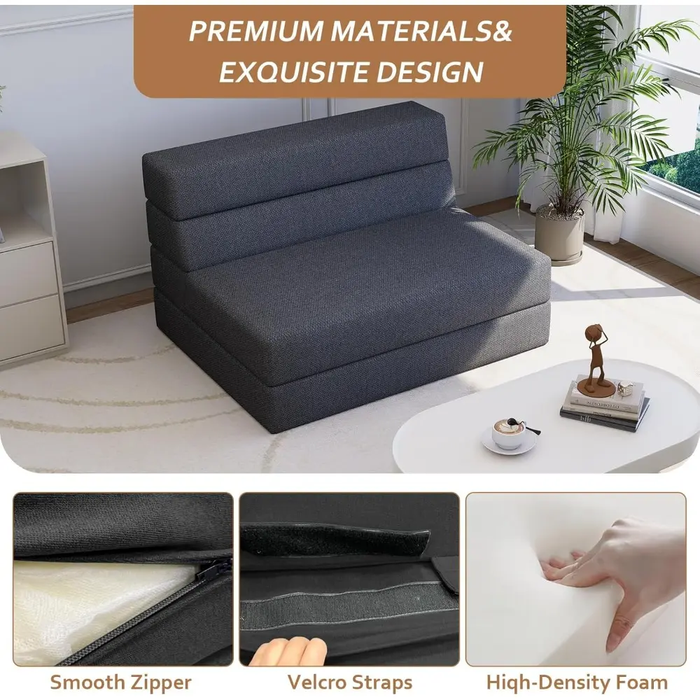 Folding Sofa Bed,Convertible Sleeper Chair,Single Fold Out Couch Bed,Modern Floor Futon Sofa Couch Mattress Guest Folding Chair