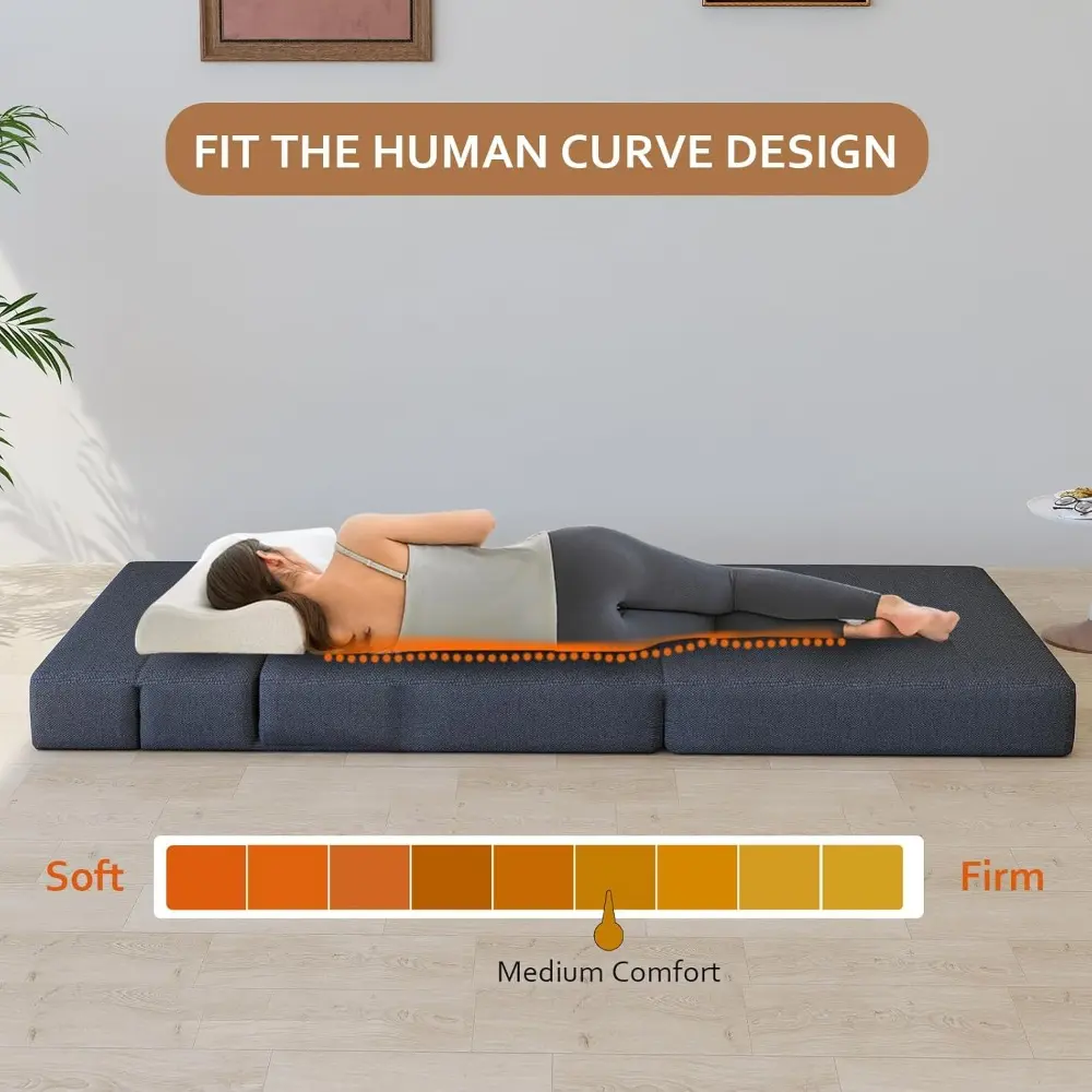 Folding Sofa Bed,Convertible Sleeper Chair,Single Fold Out Couch Bed,Modern Floor Futon Sofa Couch Mattress Guest Folding Chair