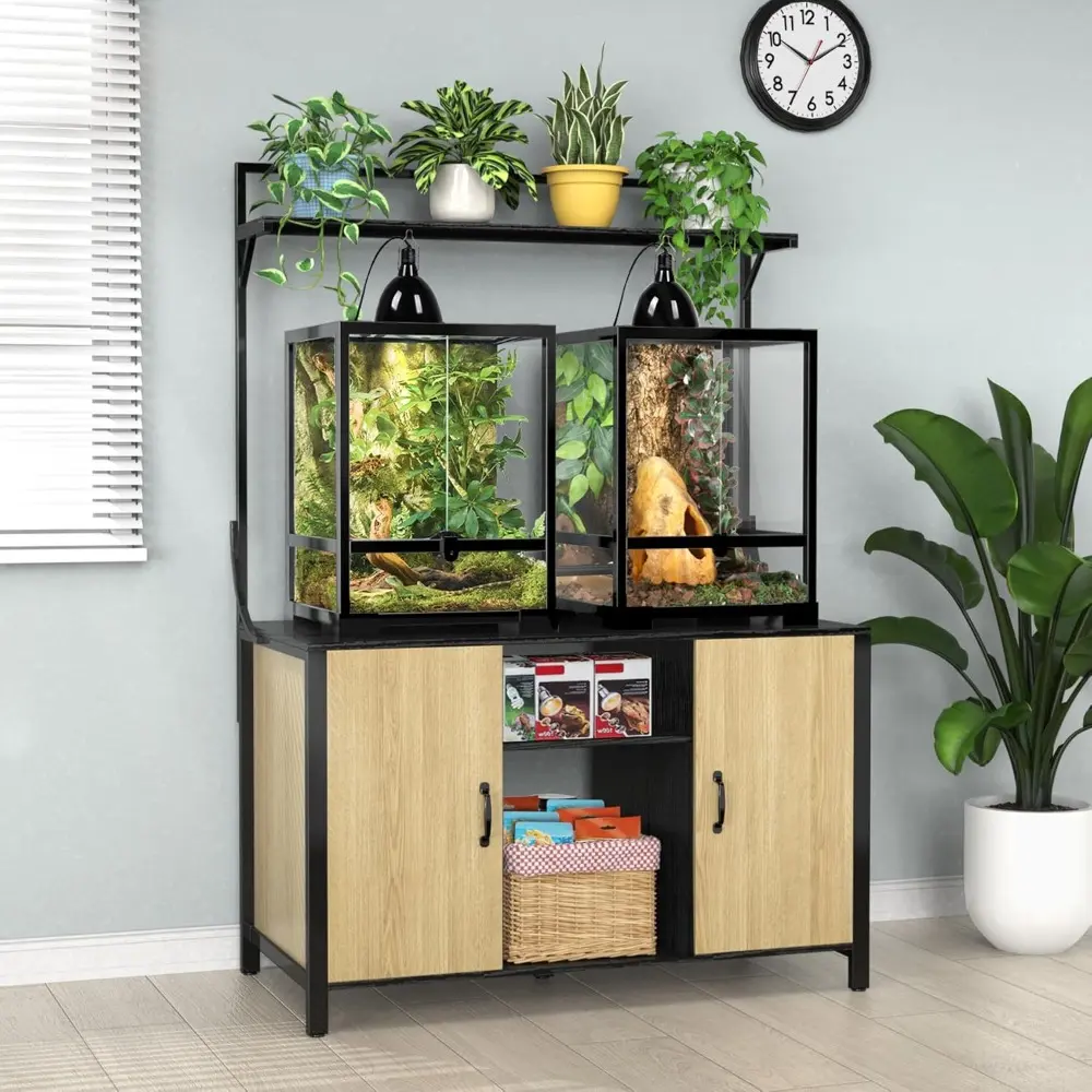 Reptile Tank Stand Terrarium Stand with Cabinet for Accessories Storage 48" X 24" Tabletop Fits up to 120 Gallon Bearded Dragon