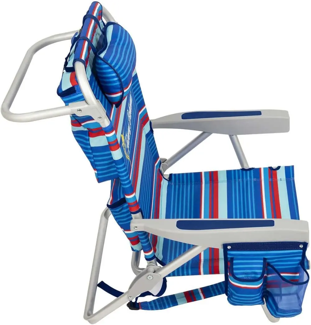 Tommy Bahama 2 Pack Backpack Beach Chair 5 Position Chair, Including Lay Flat (Blue Stripes)