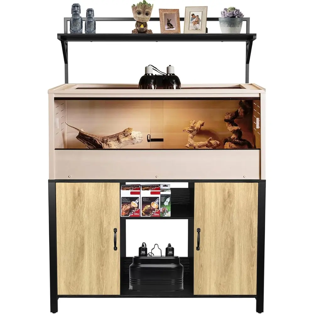 Reptile Tank Stand Terrarium Stand with Cabinet for Accessories Storage 48" X 24" Tabletop Fits up to 120 Gallon Bearded Dragon
