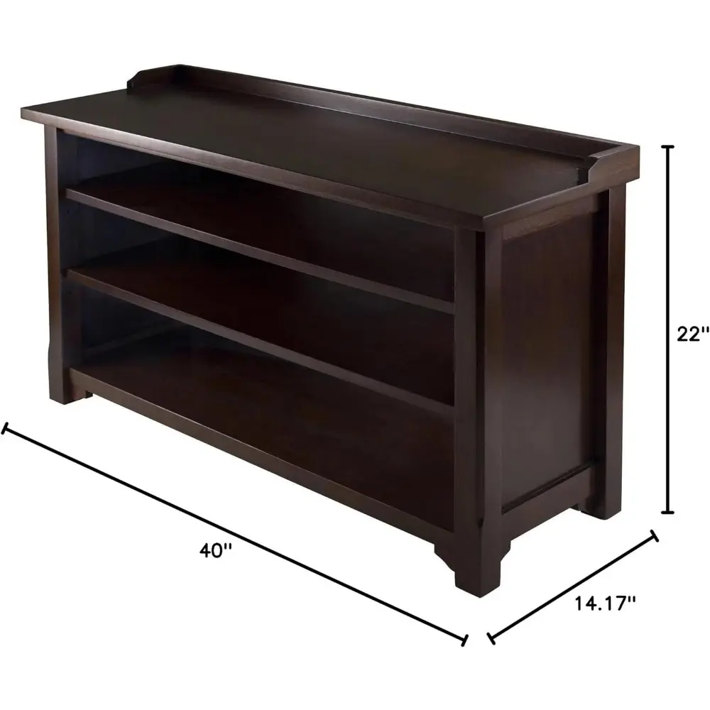 Winsome Dayton Storage Hall Bench with Shelves, Antique Walnut (94841)