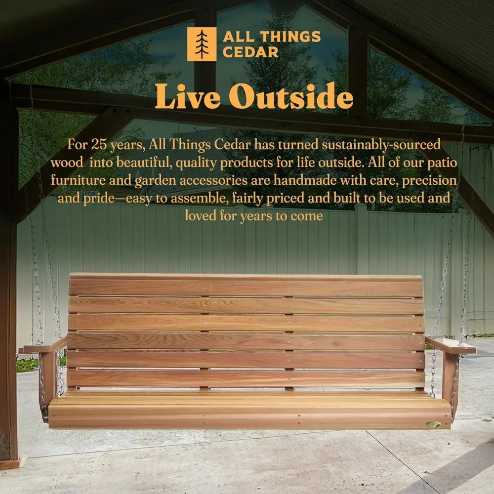 Wooden Porch Swing, Outdoor Patio Furniture, 6 Foot, Natural
