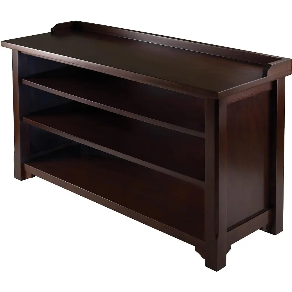 Winsome Dayton Storage Hall Bench with Shelves, Antique Walnut (94841)