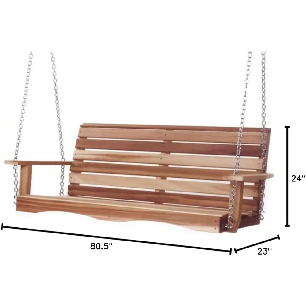 Wooden Porch Swing, Outdoor Patio Furniture, 6 Foot, Natural