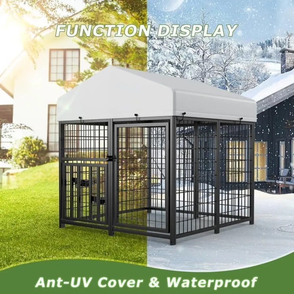 Large Metal Chicken Coop, Walk-in Poultry Chicken Coops for 8 Chickens (4'L x 4'W x 4.25'H)