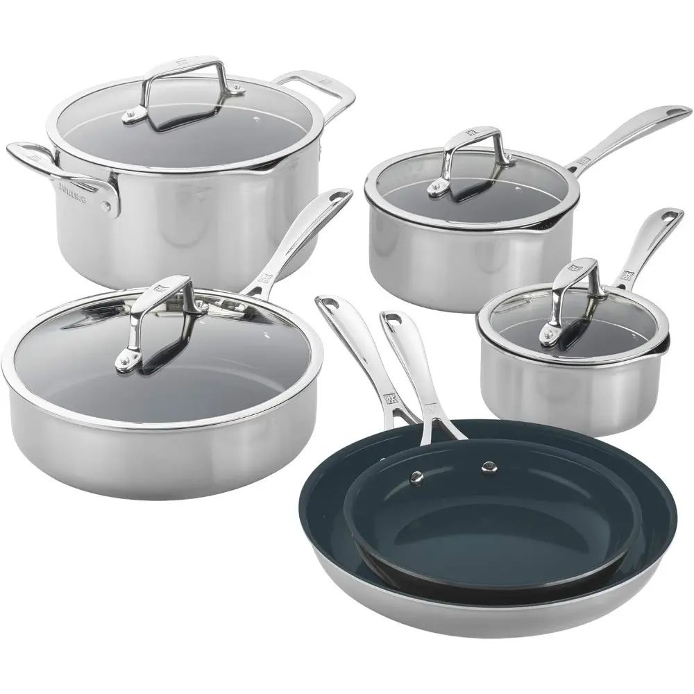 Clad CFX 7-pc Stainless Steel Ceramic Nonstick Cookware Set