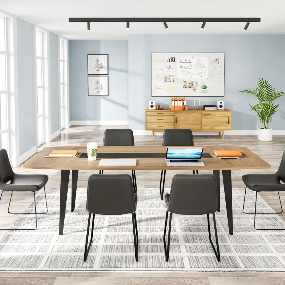 6FT Conference Table, 70.86L x 35.43W x 29.52H Inches Boat Shaped Meeting Table, Modern Seminar Table for Office Meeting Confer