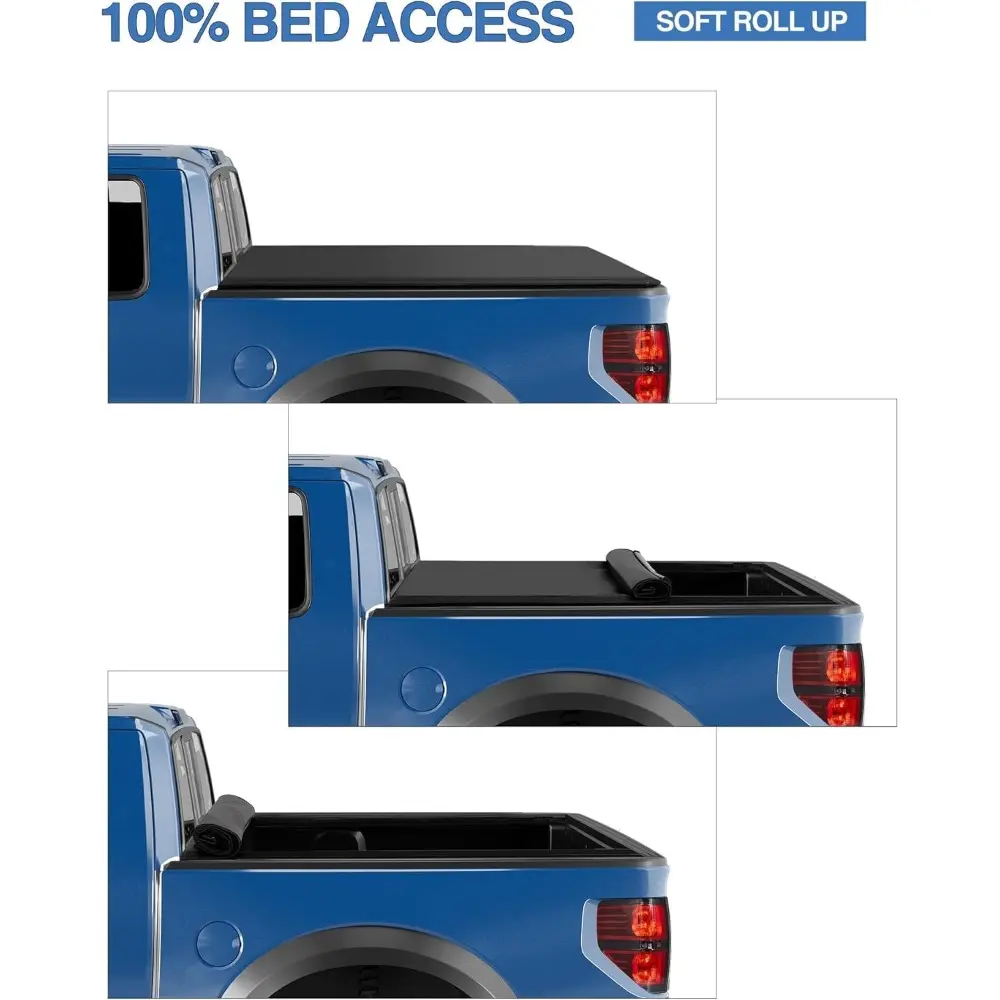 Ford F150 6.5FT Truck Bed Tonneau Cover, Soft Roll Up Roll-Up Truck Bed Cover Compatible with 2004-2025 Models