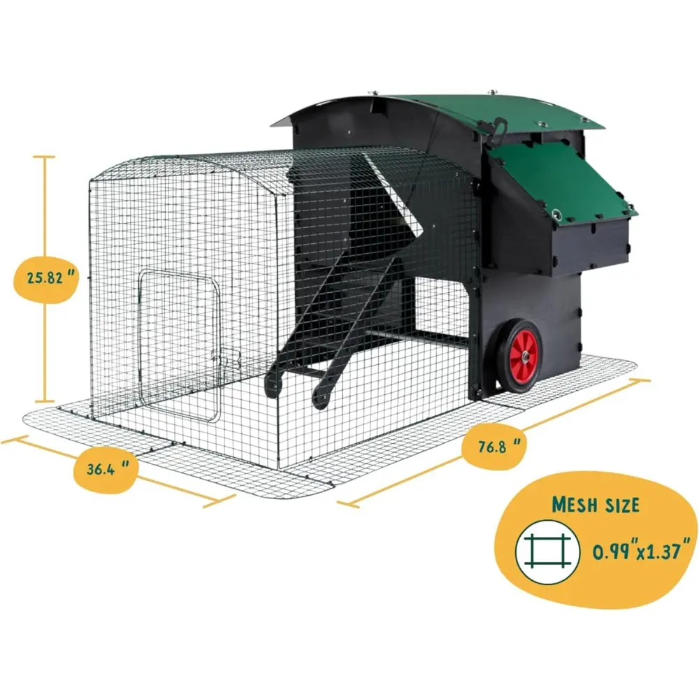 6.5ft Chicken Run only for The Nestera Large Raised Plastic Chicken Coop (coop not provided)