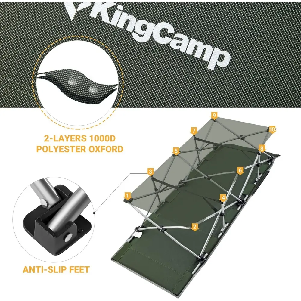Folding Camping Cot for Adults,Portable Sturdy Sleeping Cot with Carry Bag Outdoor Lightweight Camping Bed Support 264 lbs,Larg