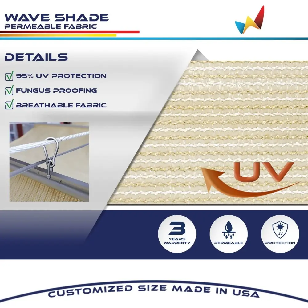 7' x 12' Retractable Sun Shade Canopy Cover Sliding Wave Shade Sail for Pergola Patio Deck Yard Gazebo Outdoor (Beige)
