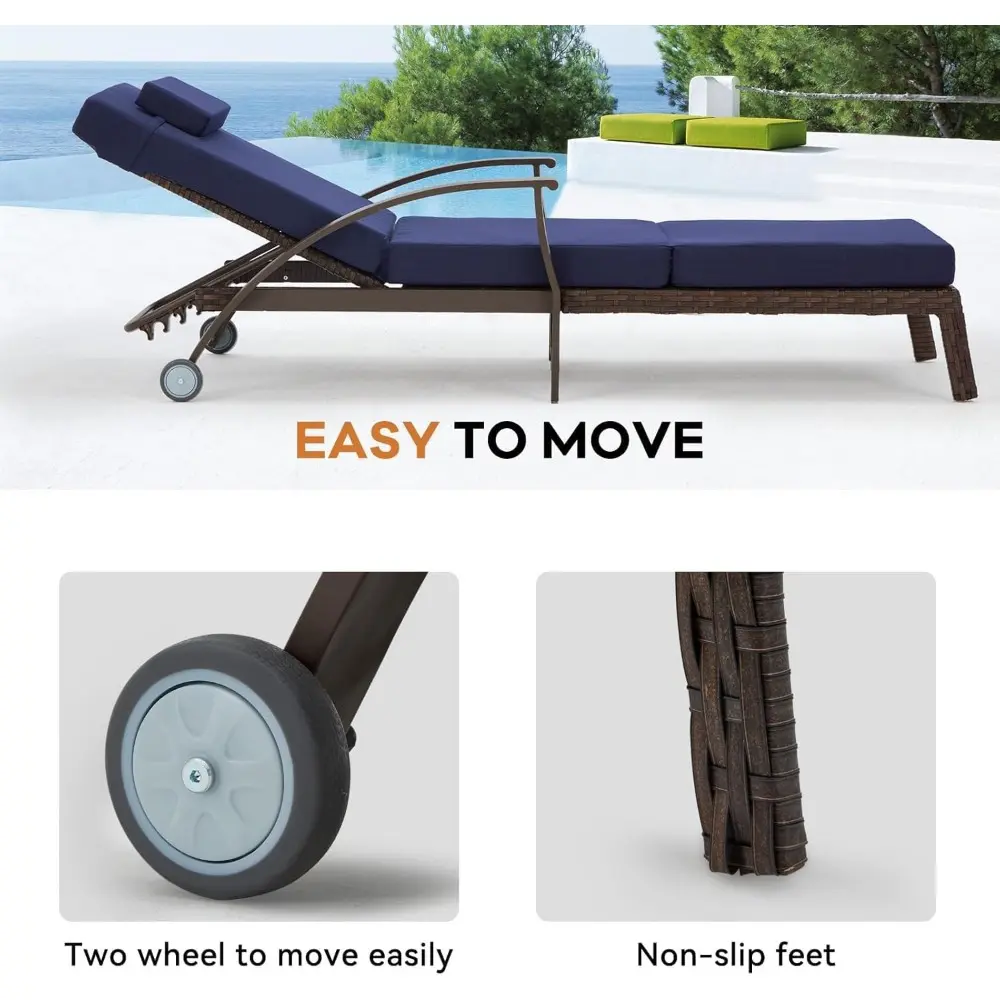 Lounge Chair Outdoor Set of 2, Outdoor Chaise Lounge with 6 Adjustable Backrest for Sunbathing, Pool Lounge Chairs, Comfy Patio