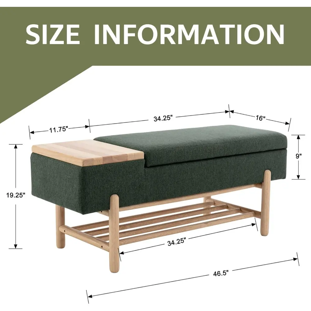 Green Storage Bench Modern Upholstered Bedroom Bench Storage Ottoman Bench with Cushion Seating for End of Bed, Living Room Entr