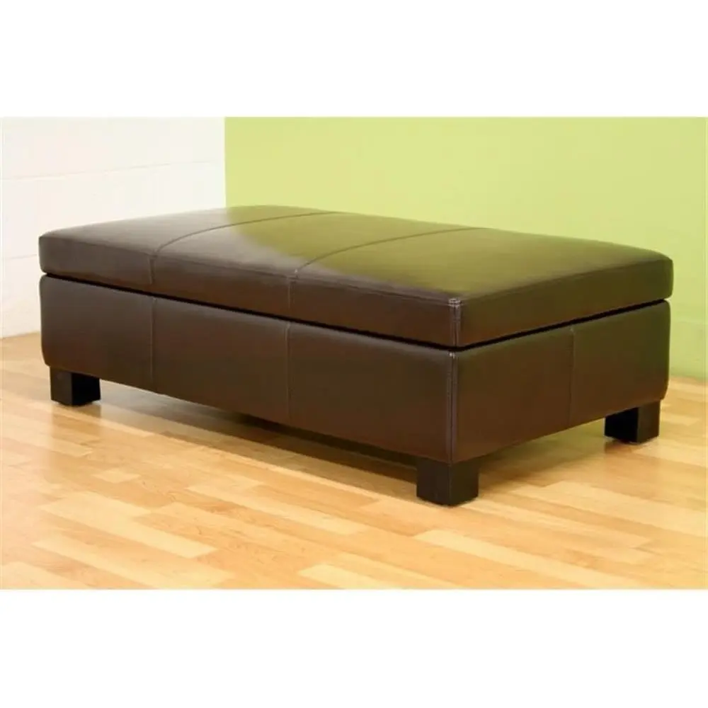 Leather Storage Ottoman in Brown