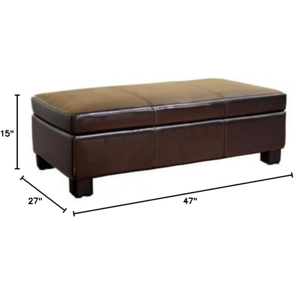 Leather Storage Ottoman in Brown