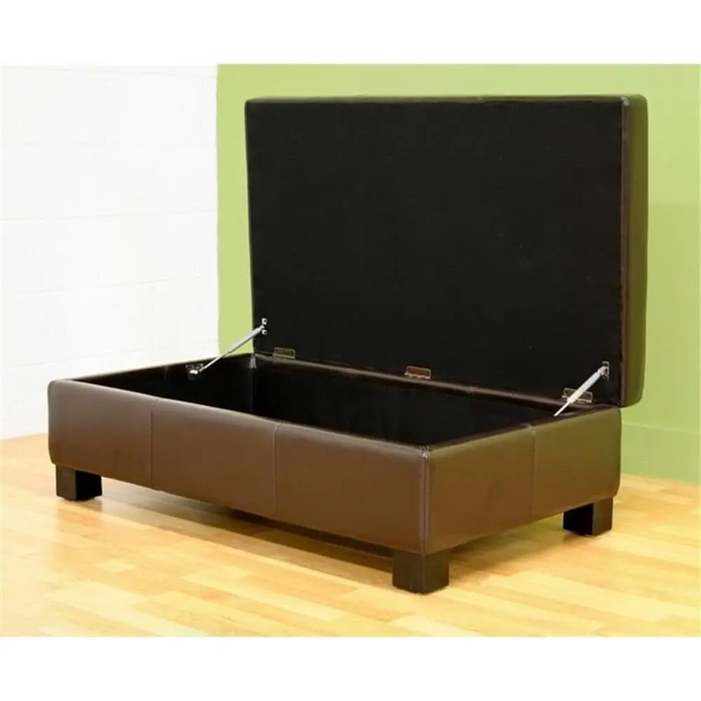 Leather Storage Ottoman in Brown