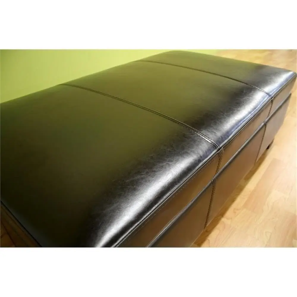 Leather Storage Ottoman in Brown