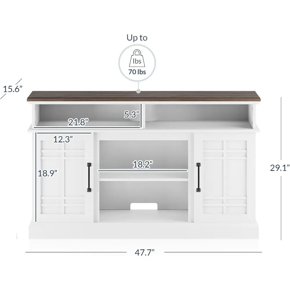 Modern 48" Farmhouse Wood TV Stand & Media Entertainment Center Console Table for TVs up to 50 Inch with Open Storage Shelves &