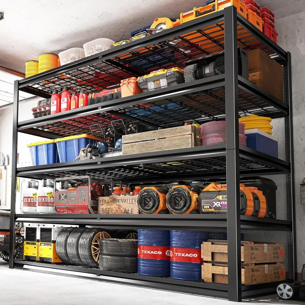 78" H Garage Shelving Heavy Duty Load 3000LBS, Adjustable Storage Shelves, 5 Tier Metal Shelving Unit for Storage Racks Industr