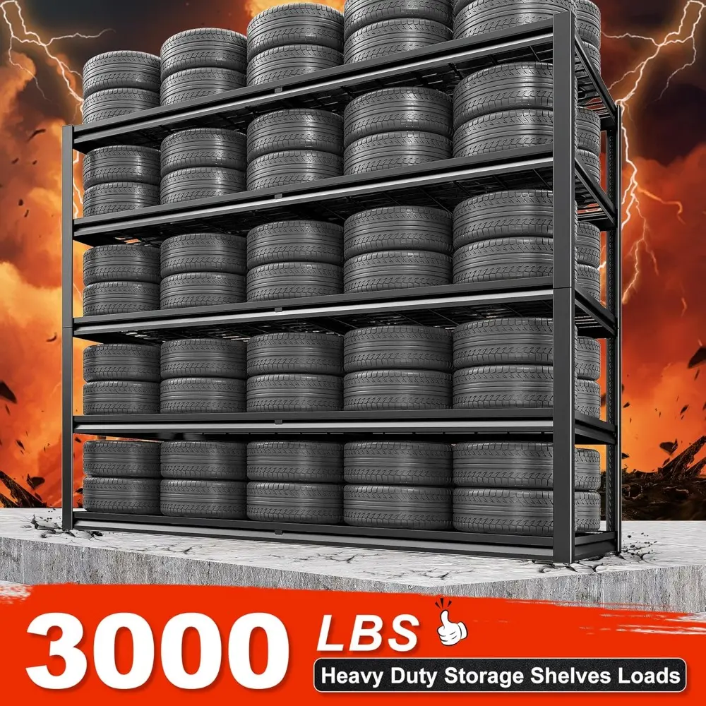 78" H Garage Shelving Heavy Duty Load 3000LBS, Adjustable Storage Shelves, 5 Tier Metal Shelving Unit for Storage Racks Industr