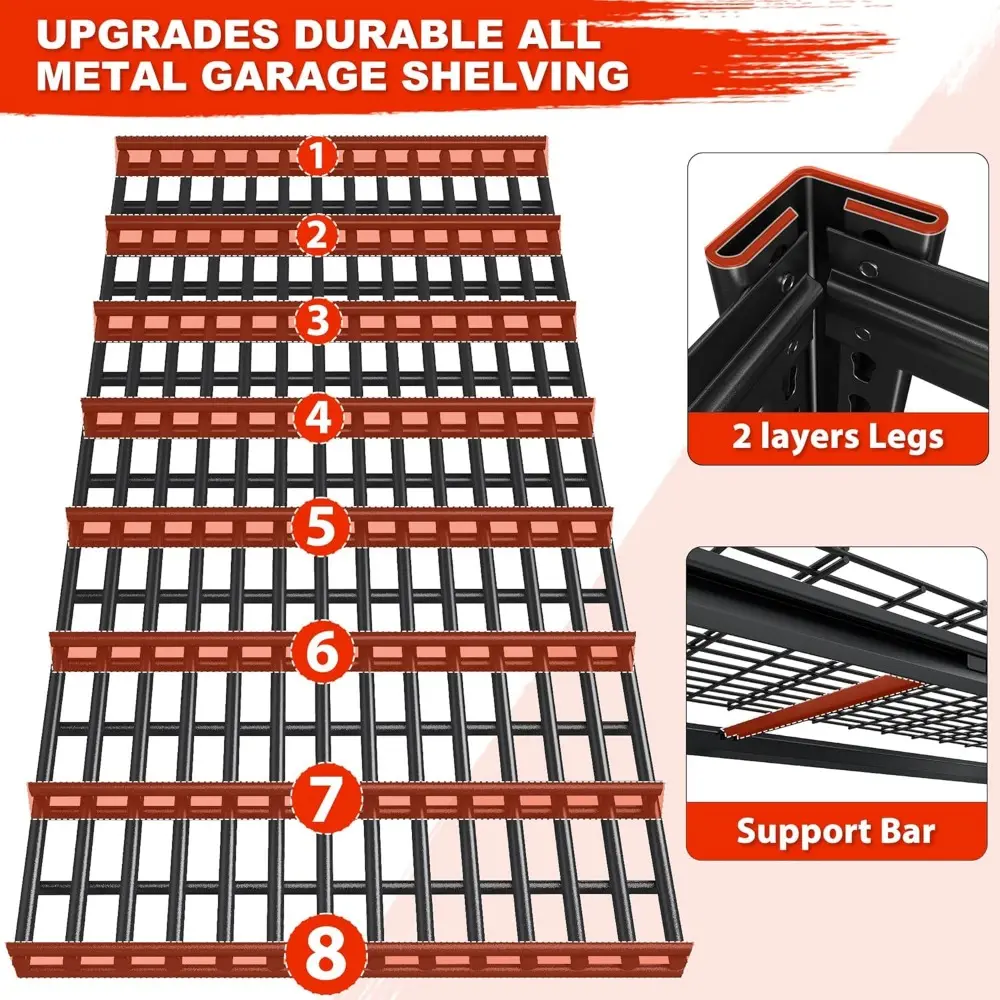 78" H Garage Shelving Heavy Duty Load 3000LBS, Adjustable Storage Shelves, 5 Tier Metal Shelving Unit for Storage Racks Industr