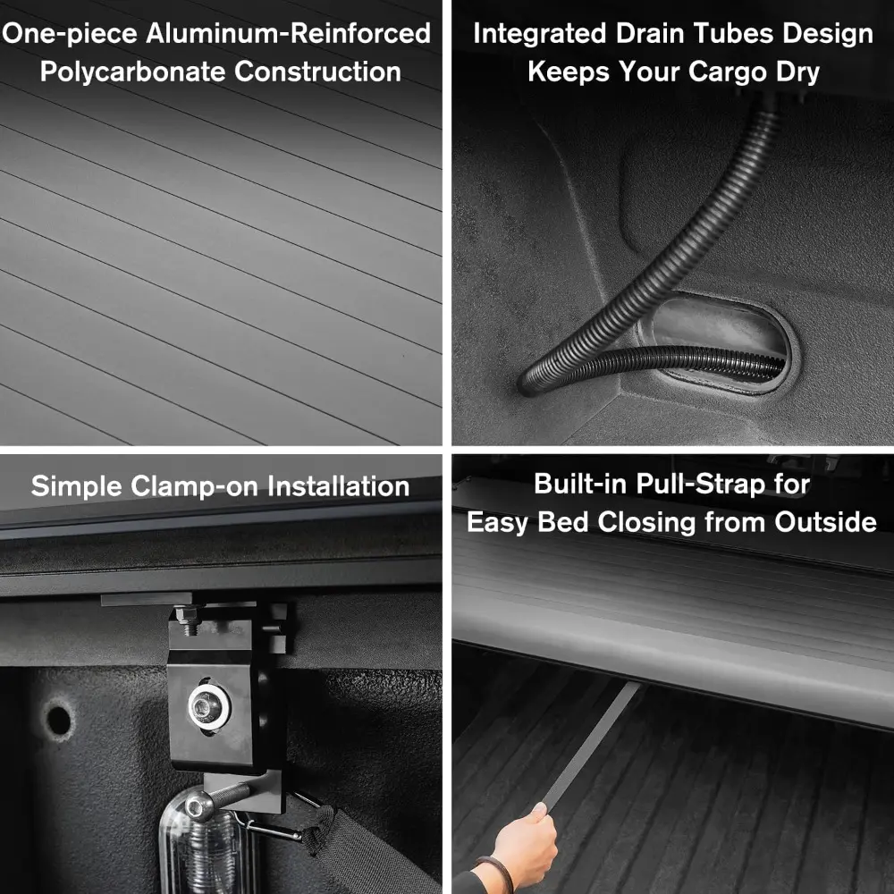 Aluminum Retractable Truck Tonneau Cover for 2022-2025 Tundra with 6.5FT Bed (78.7") w/Track System | Dual-Lock Design, Matte Bl
