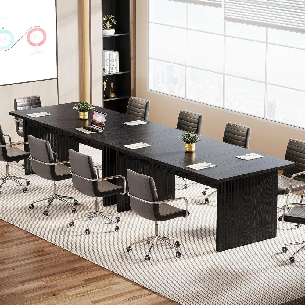 63" Conference Table, Modern Wood Conference Meeting Room Table for 6 People, Large Rectangular Office Desk Business Seminar, R