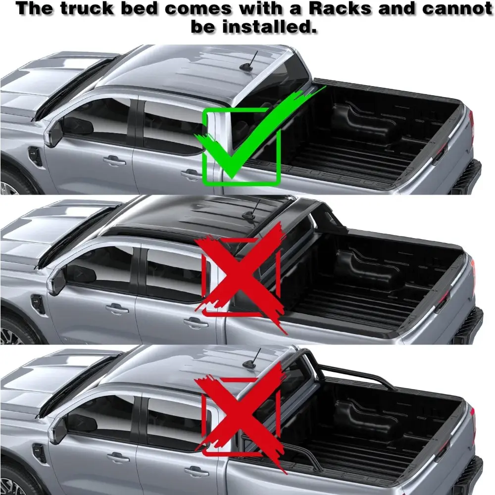 Retractable Truck Bed Tonneau Cover for Ranger (5‘/60" Bed) 2019 2020 2021 2022 2023 2024 Aluminum Truck Bed Cover Password Lock