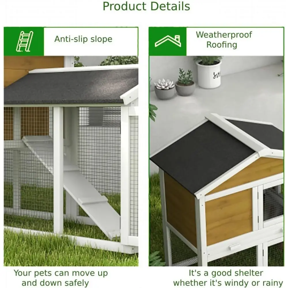 Chicken Coop,Wooden Duck House Outdoor Indoor,Hen House Poultry Quail Cage with Leakproof Pull-on Tray, Ramp, Door and UV-Resist