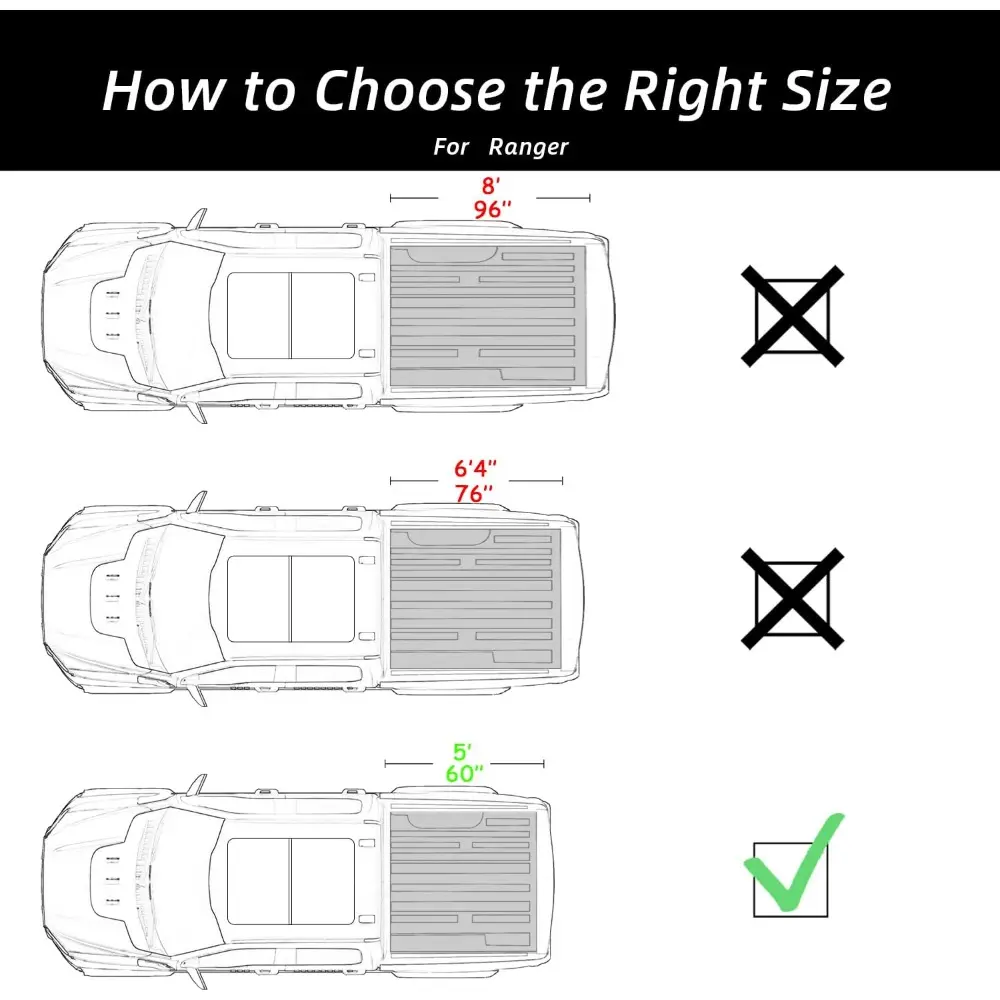 Retractable Truck Bed Tonneau Cover for Ranger (5‘/60" Bed) 2019 2020 2021 2022 2023 2024 Aluminum Truck Bed Cover Password Lock