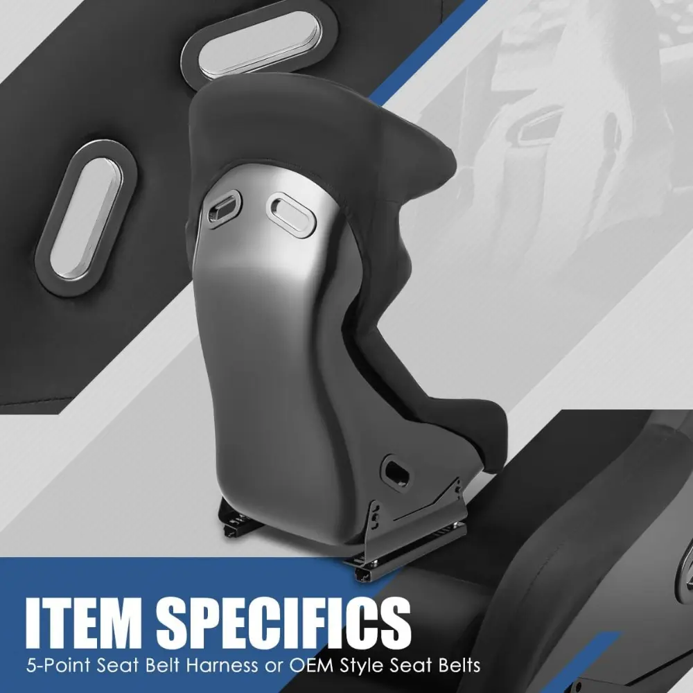 Racing Seat Universal Universal Suede Leather Fixed Position Bucket Seats with Side Mount Sliders, 37.75 (H) x 21.25 (W) x 21.2