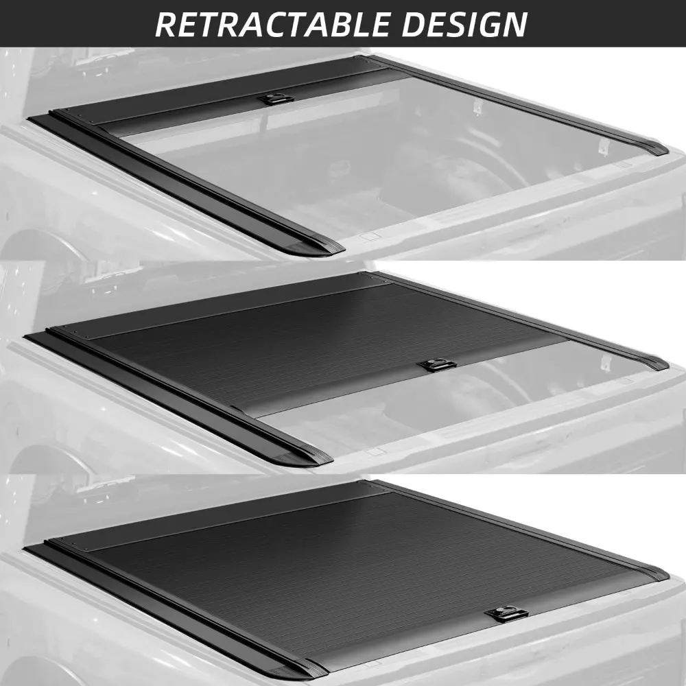 Retractable Truck Bed Tonneau Cover for Ranger (5‘/60" Bed) 2019 2020 2021 2022 2023 2024 Aluminum Truck Bed Cover Password Lock