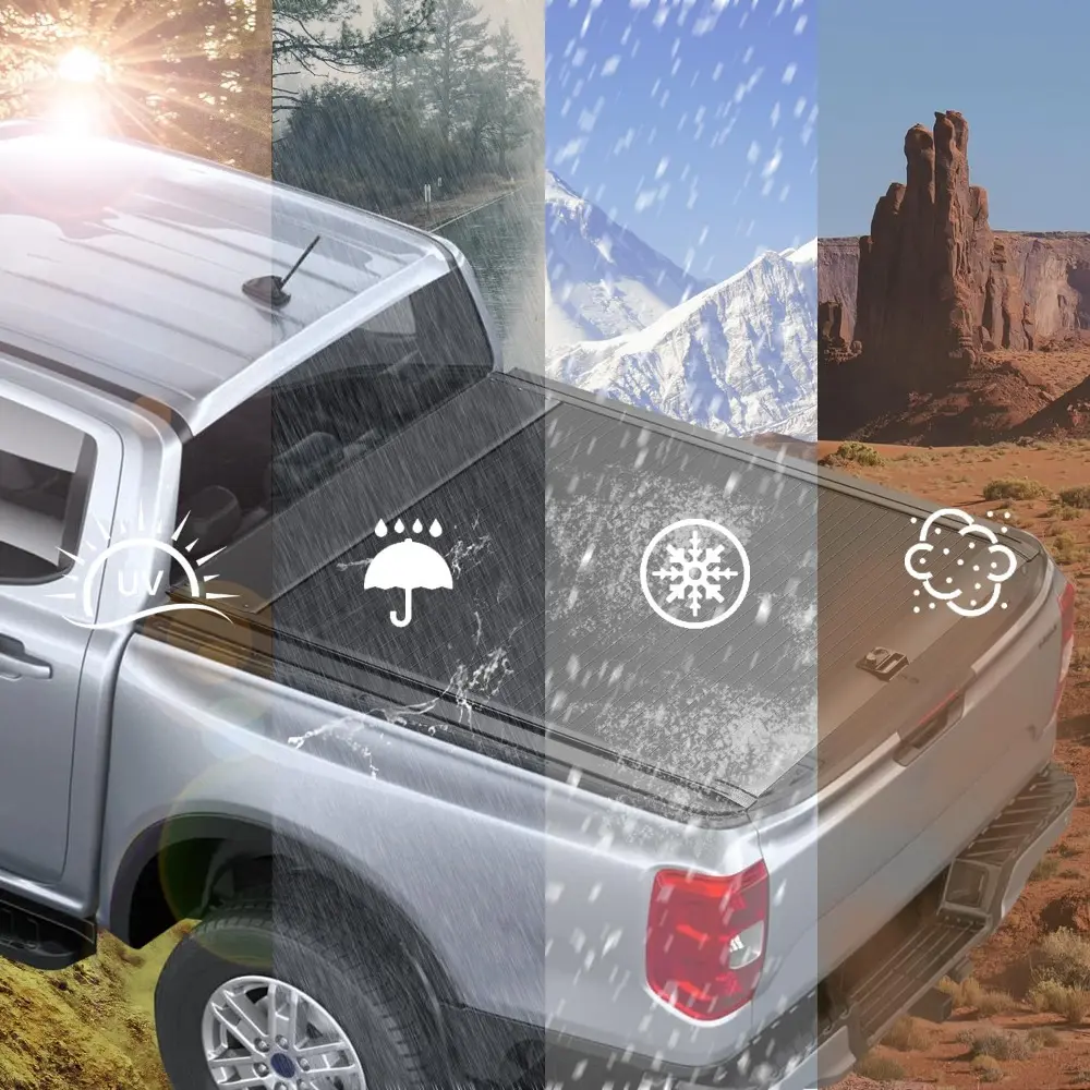 Retractable Truck Bed Tonneau Cover for Ranger (5‘/60" Bed) 2019 2020 2021 2022 2023 2024 Aluminum Truck Bed Cover Password Lock