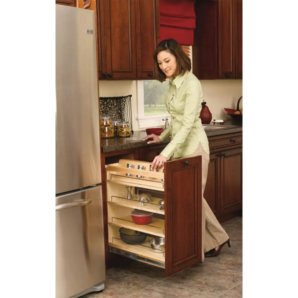 Rev-A-Shelf 11" Pullout Kitchen Cabinet Storage Organizer Slide Out Pantry Spice Rack with Adjustable Shelves for 11.5" W Cabine