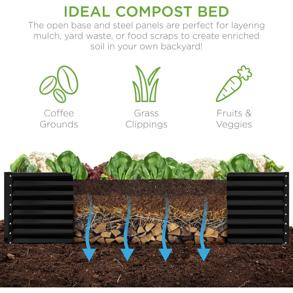 Best Choice Products 8x4x2ft Outdoor Metal Raised Garden Bed, Deep Root Planter Box for Vegetables, Flowers, Herbs, and Succulen