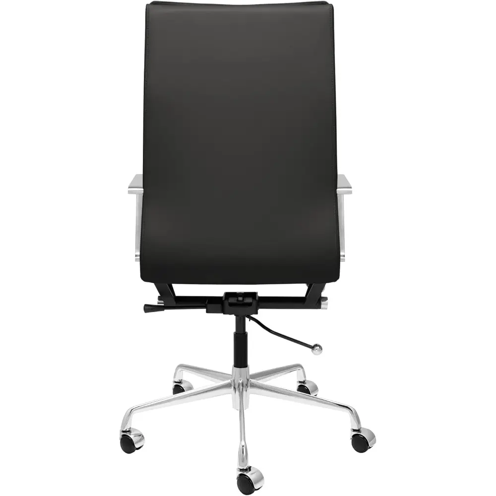 Lexi II Padded Office Chair - Tall Back Desk Chair with Aluminum Arm Rest, Swivel & Cushion Availability, Made of Faux Leather,