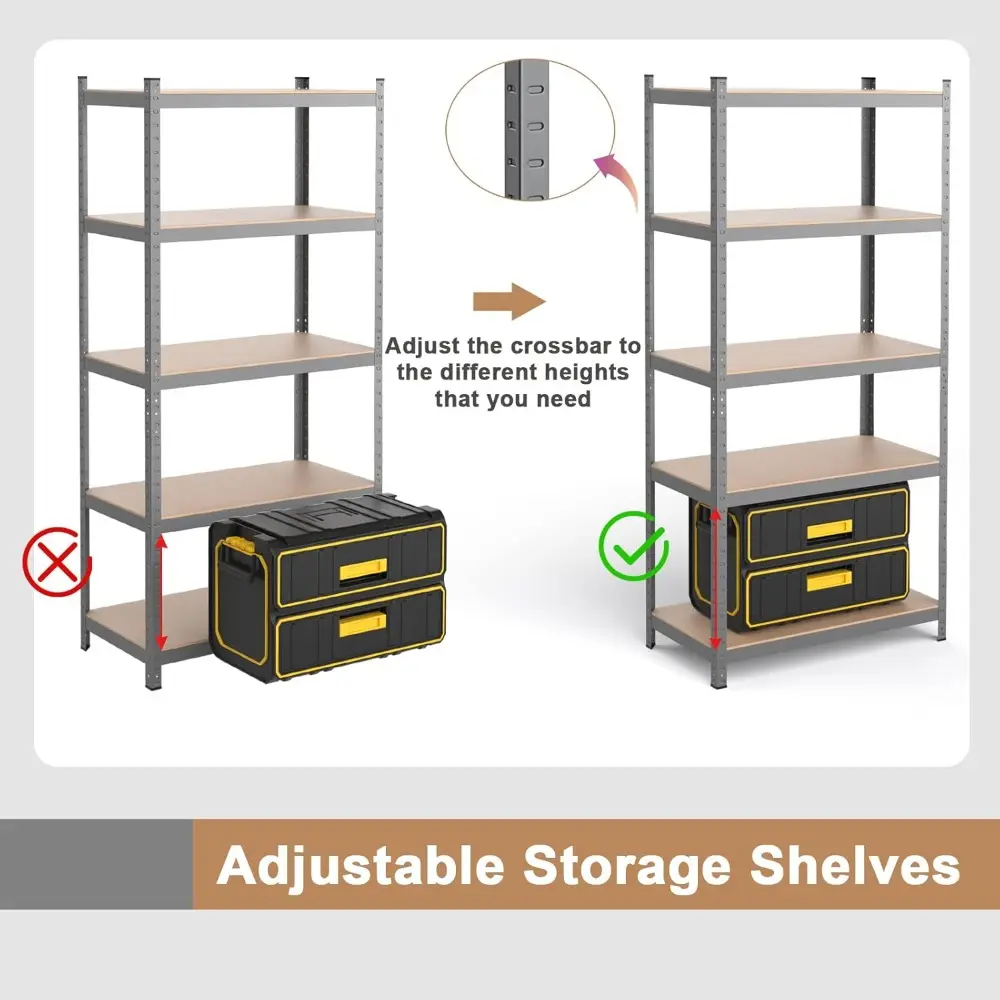 ERGOMASTER Garage Storage Shelves 5-Tier Shelving Unit 2920LBS Heavy Duty Shelving Adjustable Boltless Organizer Rack for Wareho